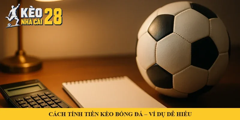 Máy tính bỏ túi, sổ tay và quả bóng trên bàn – minh hoạ cách tính tiền kèo