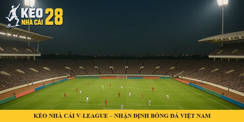 Sân vận động lớn ở Việt Nam về đêm, khán đài kín người – minh hoạ kèo nhà cái V-League